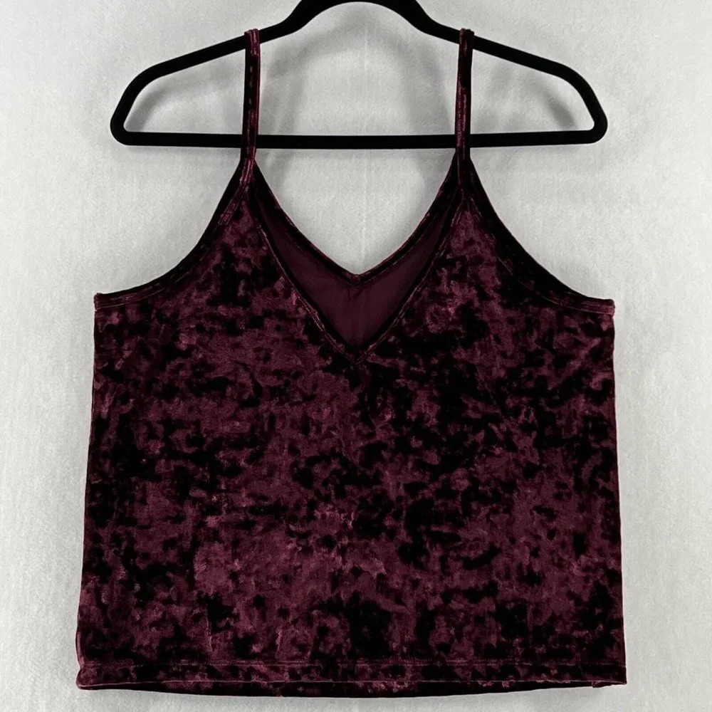Victoria's Secret Pink Cami Tank Top Womens Size L Sleepwear Sleeveless Burgundy - Picture 2 of 10